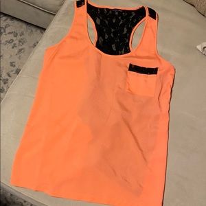 Orange & Sheer Lace tank